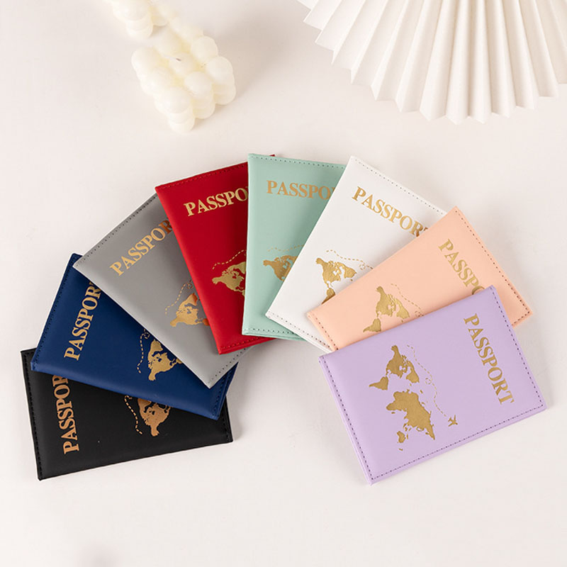 Leather Passport Cover - Fashion Passport Protective Cover World Pattern