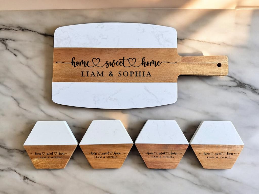 Pack of 10 Marble and Wood Cut - đánh giá và giá Marble Serving Board