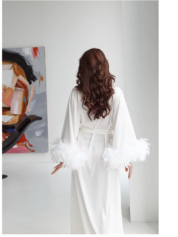 Long Silk Robe White Boudoir R - đánh giá và giá Luxury Lifestyle Women